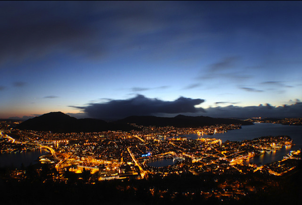 Beautiful Bergen at night